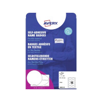 Produktbild för Navneskilte Avery 85x50 mm, ovale, hvid, klæber på tøj, til...
