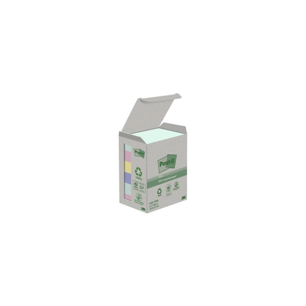 Produktbild för Post-it® Recycled Notes 38mm x 51mm 100 ark pr./blok