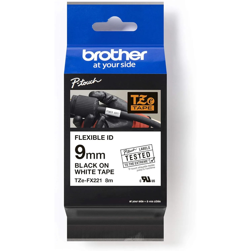 Produktbild för Brother TZe-FX221 - flexibel ID-tejp - 1 kassett(er) - Rulle (0,9 cm x 8 m)