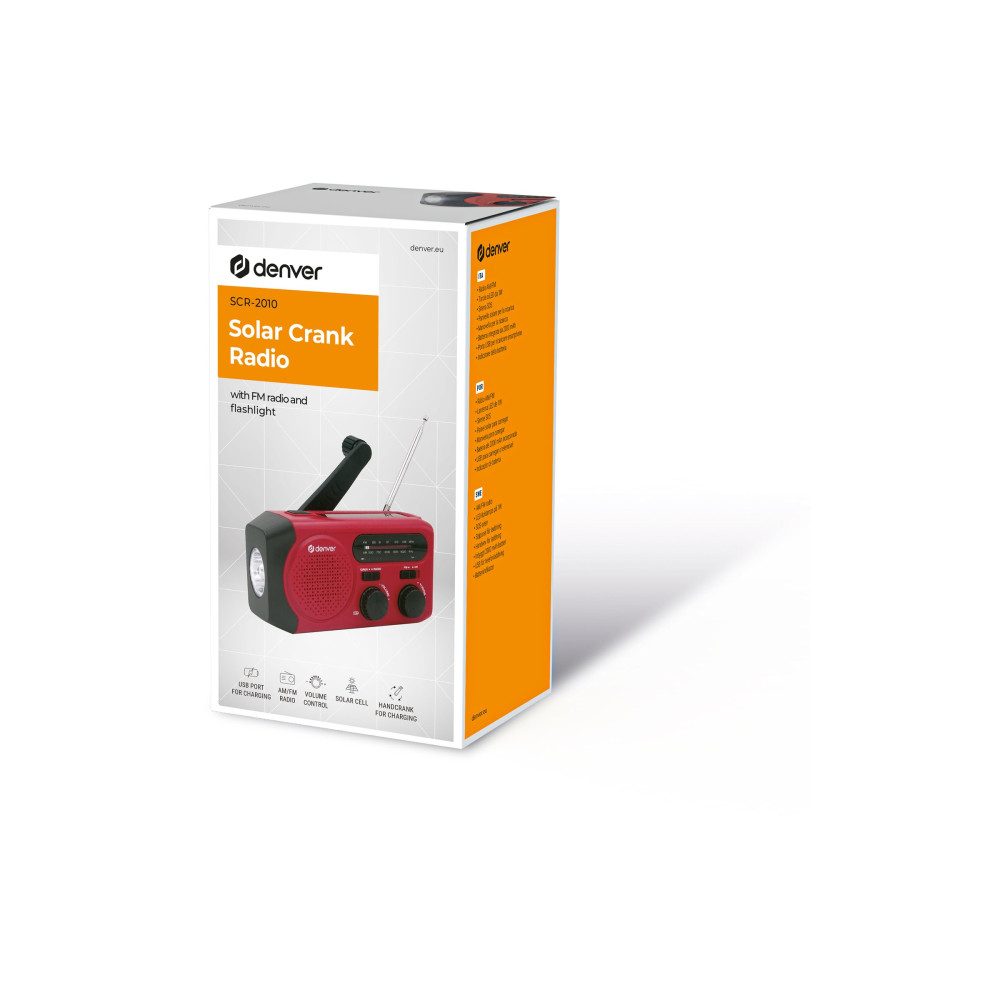 Produktbild för Vevradio med Solceller, LED Ficklampa och 2000mAh Powerbank SOS