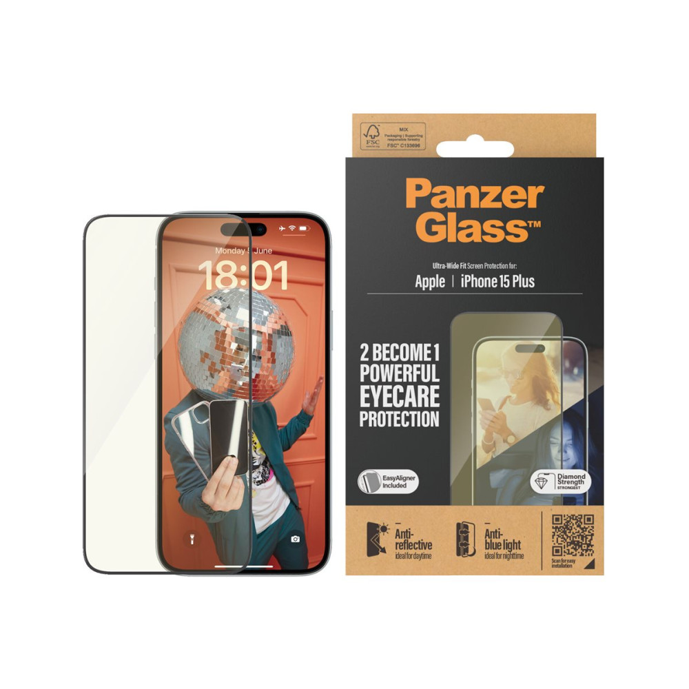 Produktbild för PanzerGlass - skärmskydd för mobiltelefon - ultrabred passning med EasyAligner