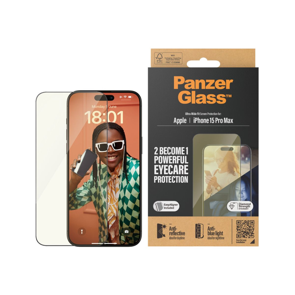 Produktbild för PanzerGlass Eyecare - skärmskydd för mobiltelefon - ultrabred passning