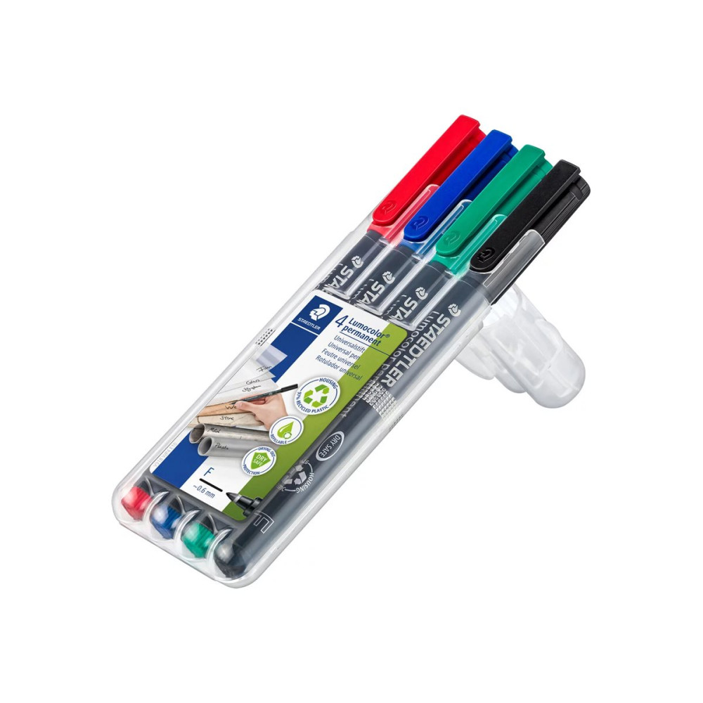 Produktbild för STAEDTLER Lumocolor 318 - markering - svart, röd, blå, grön (paket om 4)