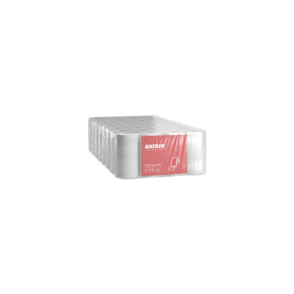 Produktbild för Katrin Classic Toilet 200 - toalettpapper - 200 ark - rulle - 25 m - vit (paket om 8)