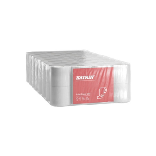 KATRIN Katrin Classic Toilet 200 - toalettpapper - 200 ark - rulle - 25 m - vit (paket om 8)