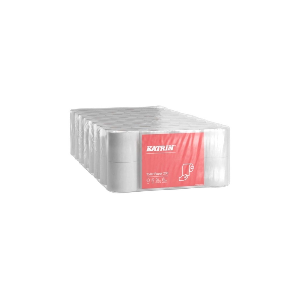 Produktbild för Katrin Classic Toilet 200 - toalettpapper - 200 ark - rulle - 25 m - vit (paket om 8)