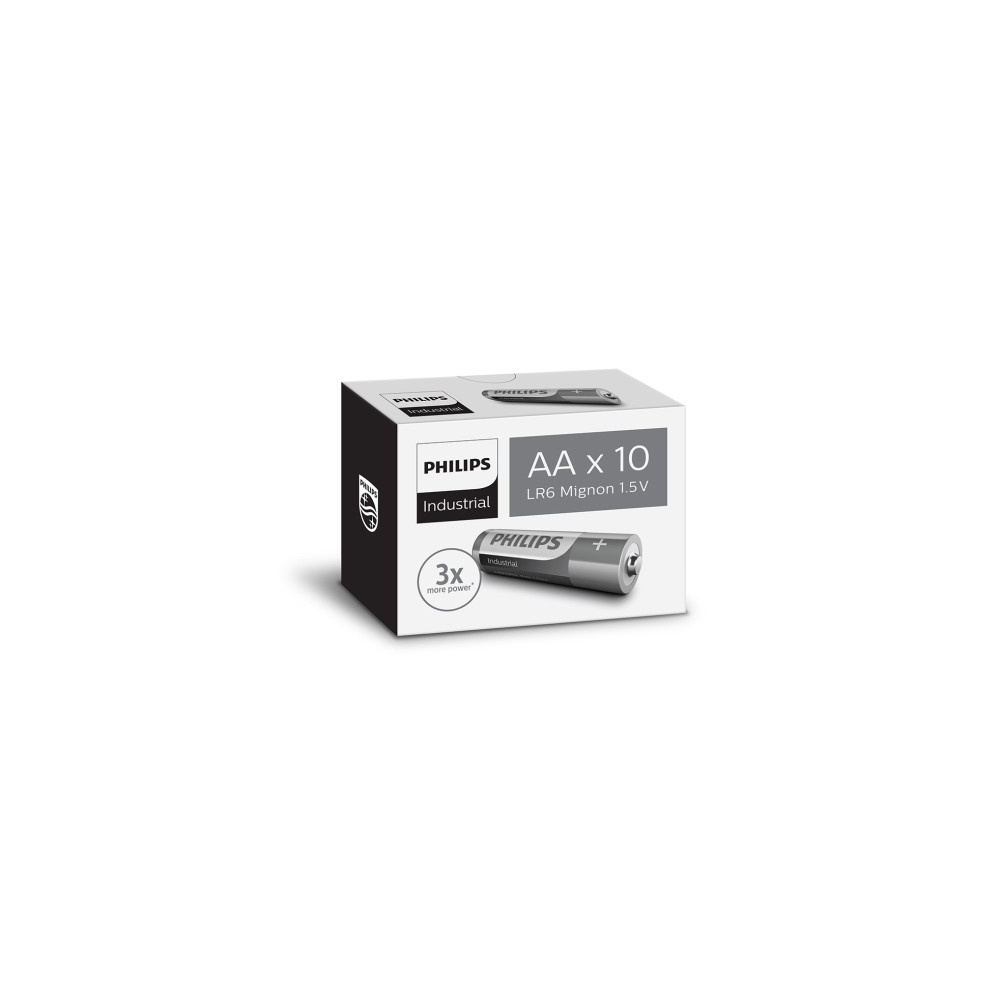 Produktbild för Philips industrial alkaline-batterier AA 10-pack