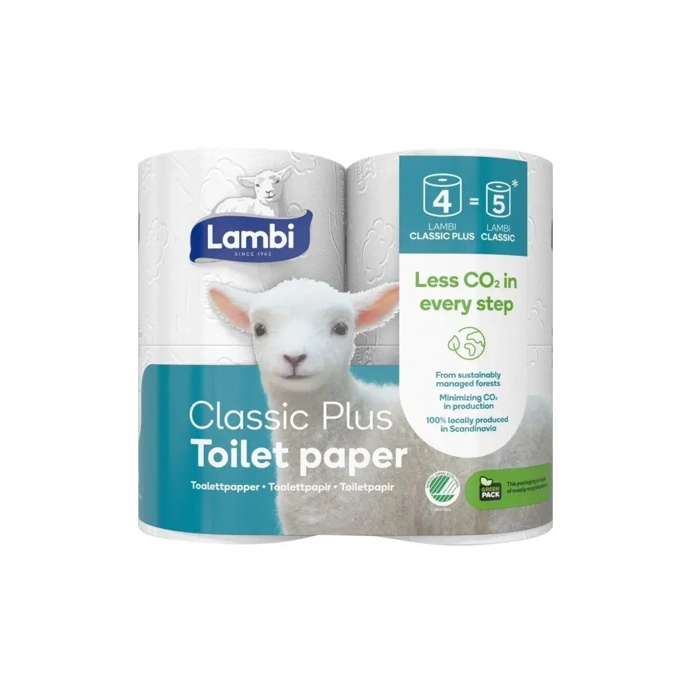 Produktbild för Toalettpapper Lambi Classic Plus 3-lagers L25,5 m vit, 7 pk...