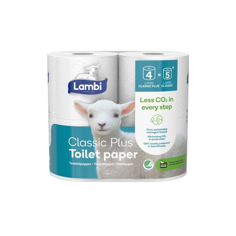 Produktbild för Toalettpapper Lambi Classic Plus 3-lagers L25,5 m vit, 7 pk...