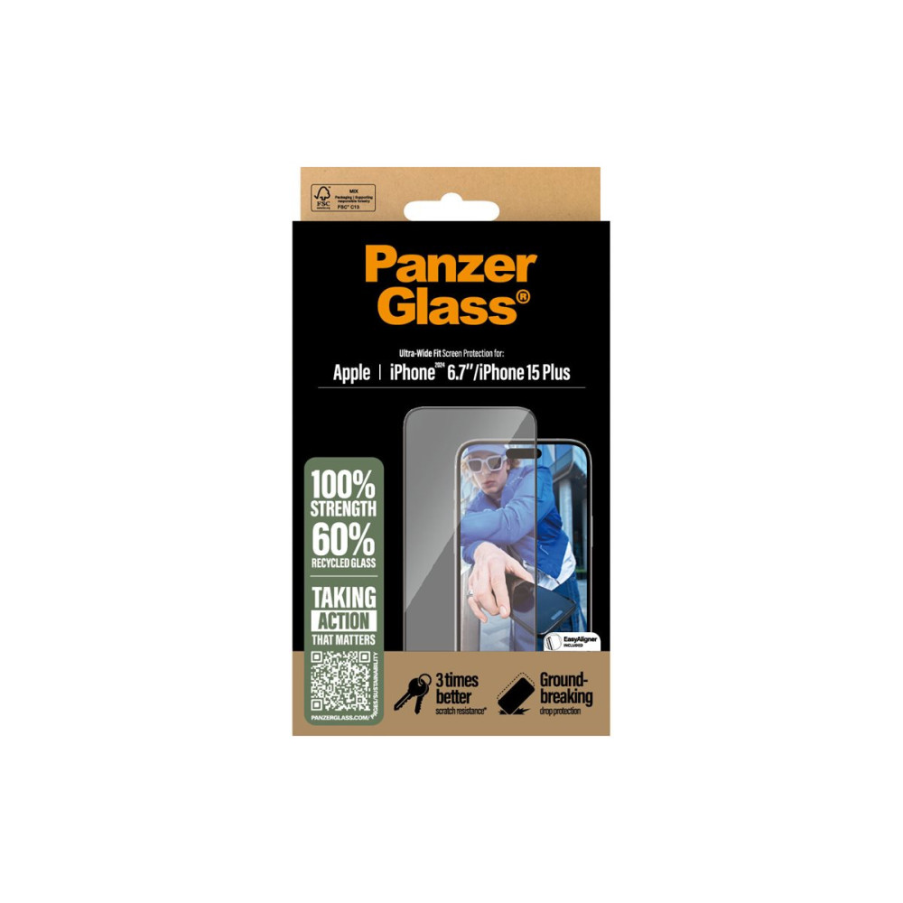 Produktbild för PanzerGlass - skärmskydd för mobiltelefon - ultrabred passning