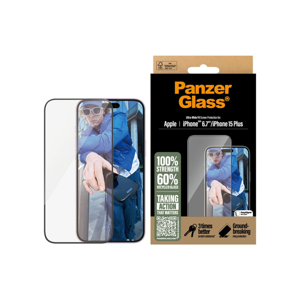 Produktbild för PanzerGlass - skärmskydd för mobiltelefon - ultrabred passning