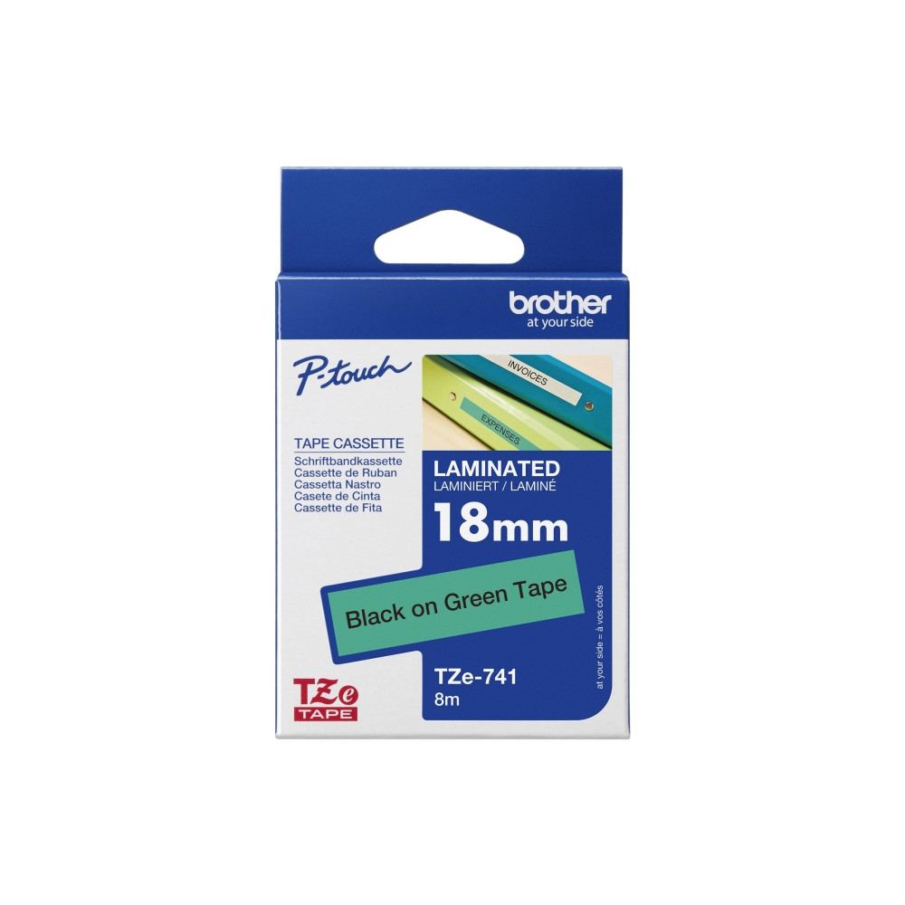 Produktbild för Brother TZe-741 - bandlaminat - 1 kassett(er) - Rulle (1,8 cm x 8 m)