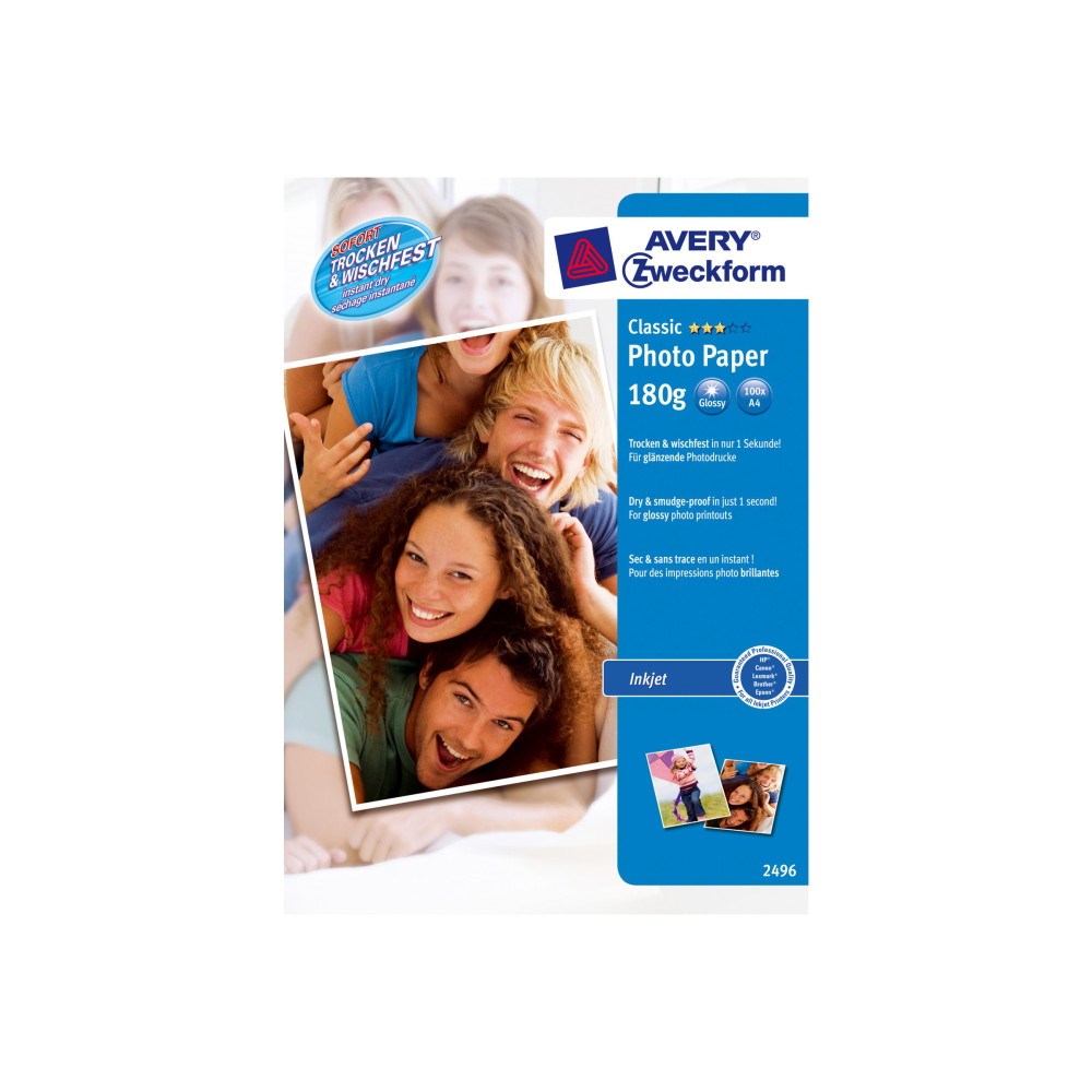 Produktbild för Avery Zweckform Everyday - fotopapper - halvblank - 100 ark - A4 - 180 g/m²