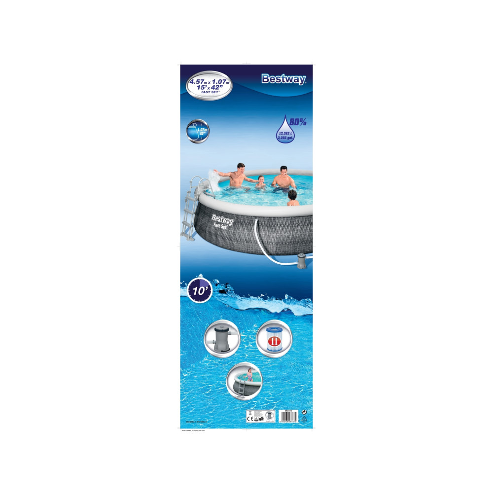 Produktbild för Bestway Fast Set Pool Set 457 x 107 cm med pump och stege 12...