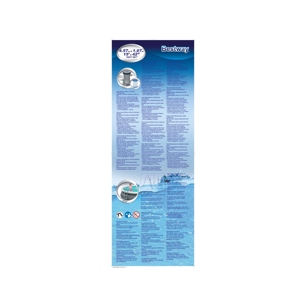 Produktbild för Bestway Fast Set Pool Set 457 x 107 cm med pump och stege 12...