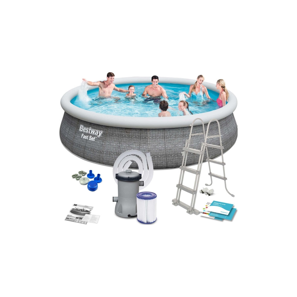 Produktbild för Bestway Fast Set Pool Set 457 x 107 cm med pump och stege 12...