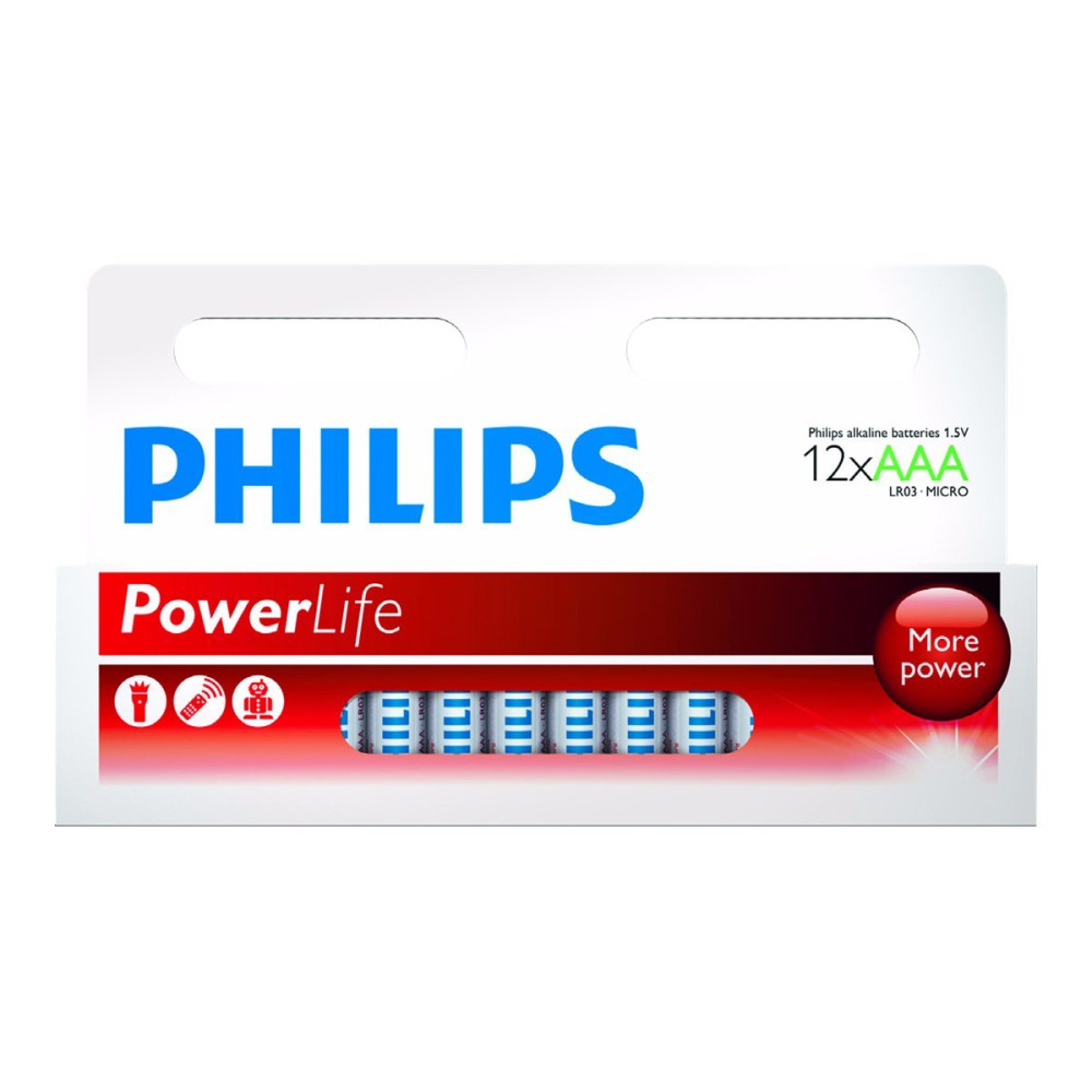 Produktbild för Philips Power Life LR03P12W batteri - 12 x AAA - alkaliskt