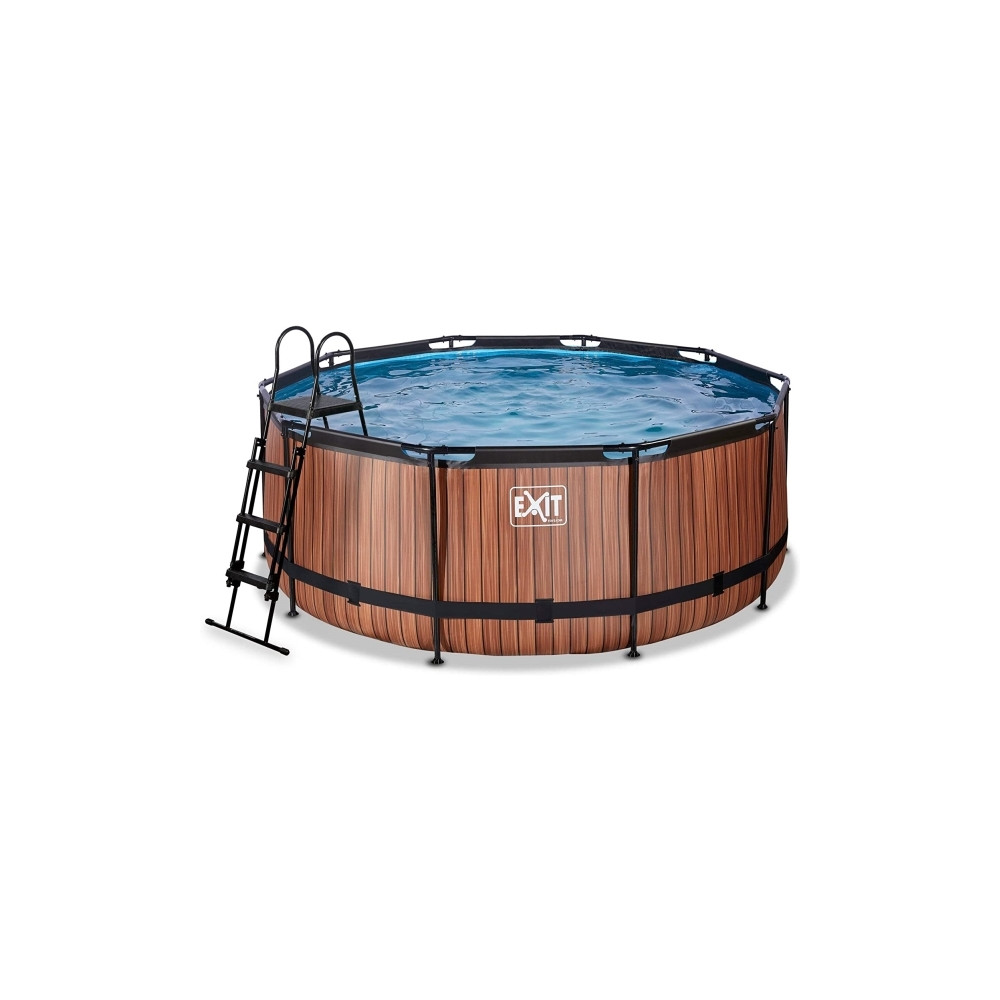 Produktbild för EXIT Wood pool ø360x122cm med filterpump