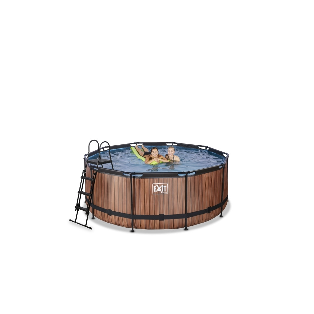 Produktbild för EXIT Wood pool ø360x122cm med filterpump