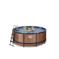 Produktbild för EXIT Wood pool ø360x122cm med filterpump