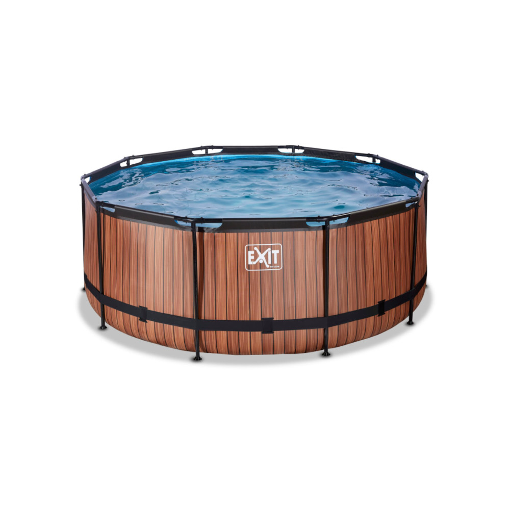 Produktbild för EXIT Wood pool ø360x122cm med filterpump