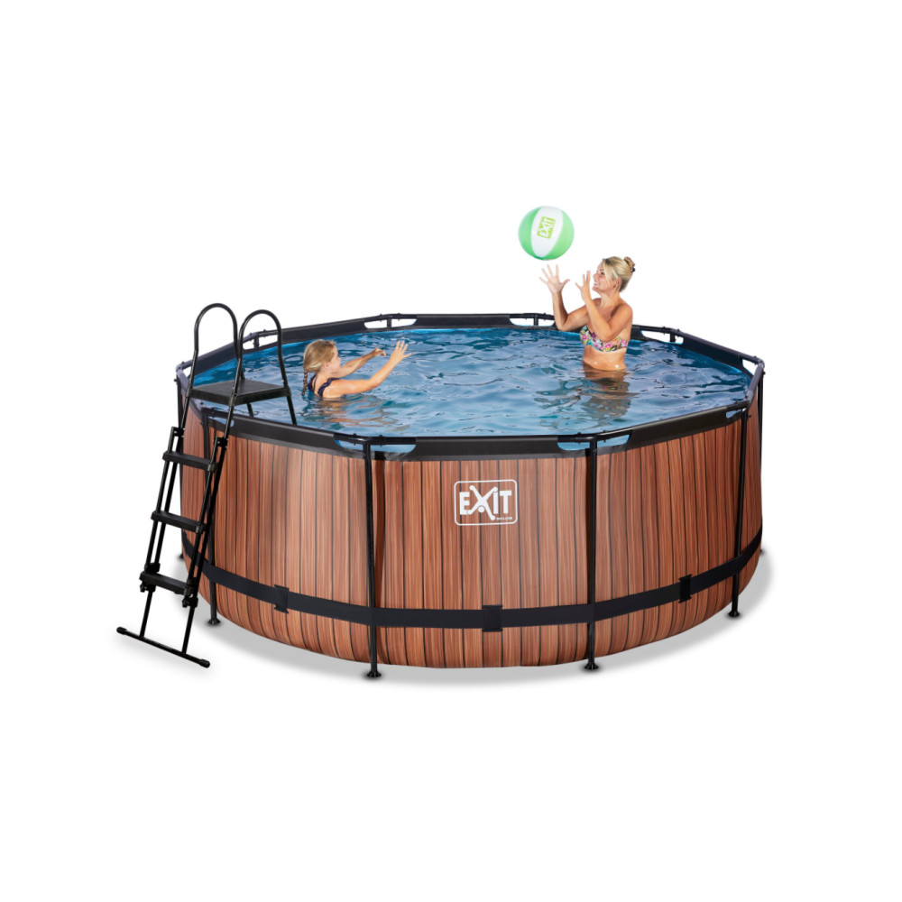 Produktbild för EXIT Wood pool ø360x122cm med filterpump
