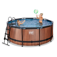 Produktbild för EXIT Wood pool ø360x122cm med filterpump