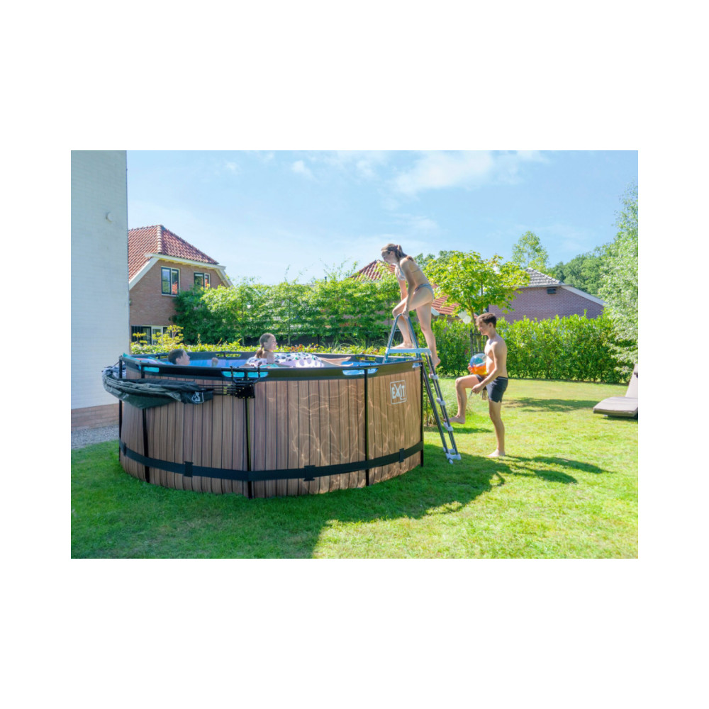 Produktbild för EXIT Wood pool ø360x122cm med filterpump