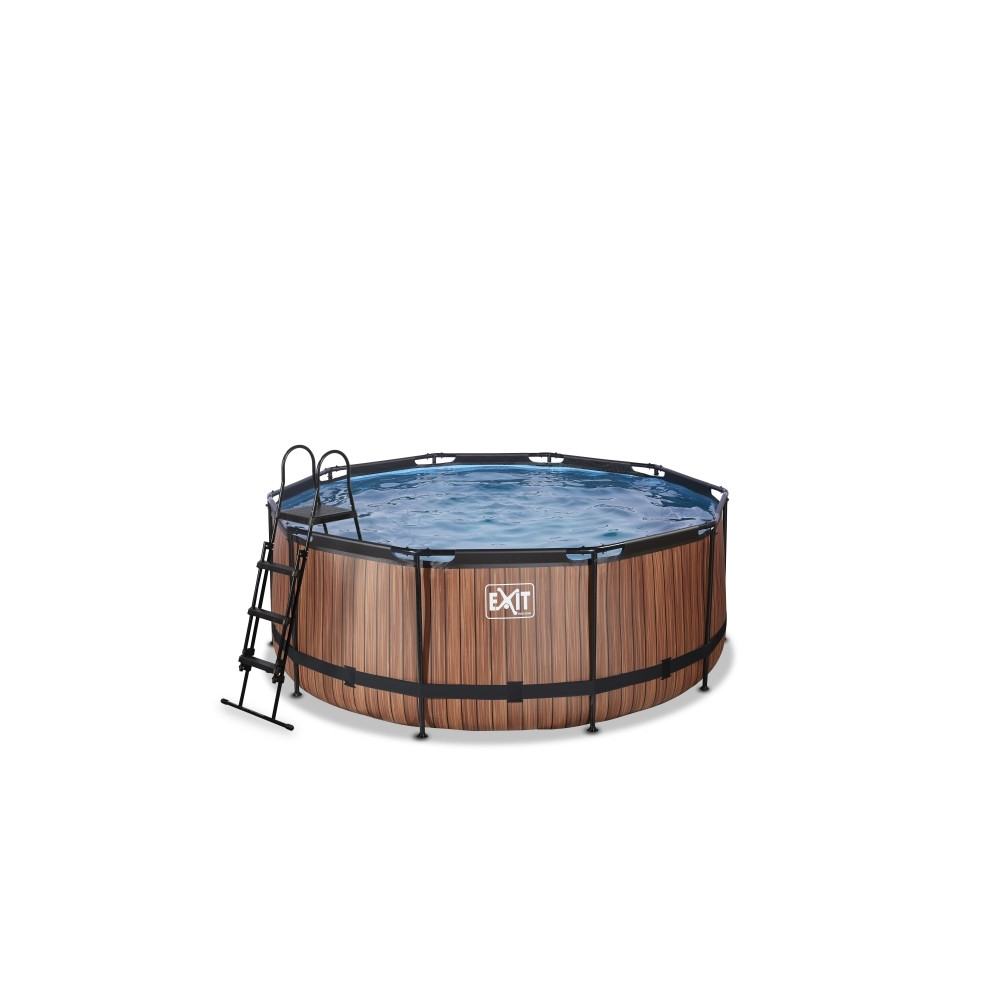 Produktbild för EXIT Wood pool ø360x122cm med filterpump