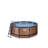 Produktbild för EXIT Wood pool ø360x122cm med filterpump