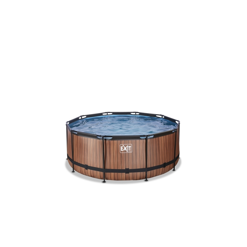 Produktbild för EXIT Wood pool ø360x122cm med filterpump