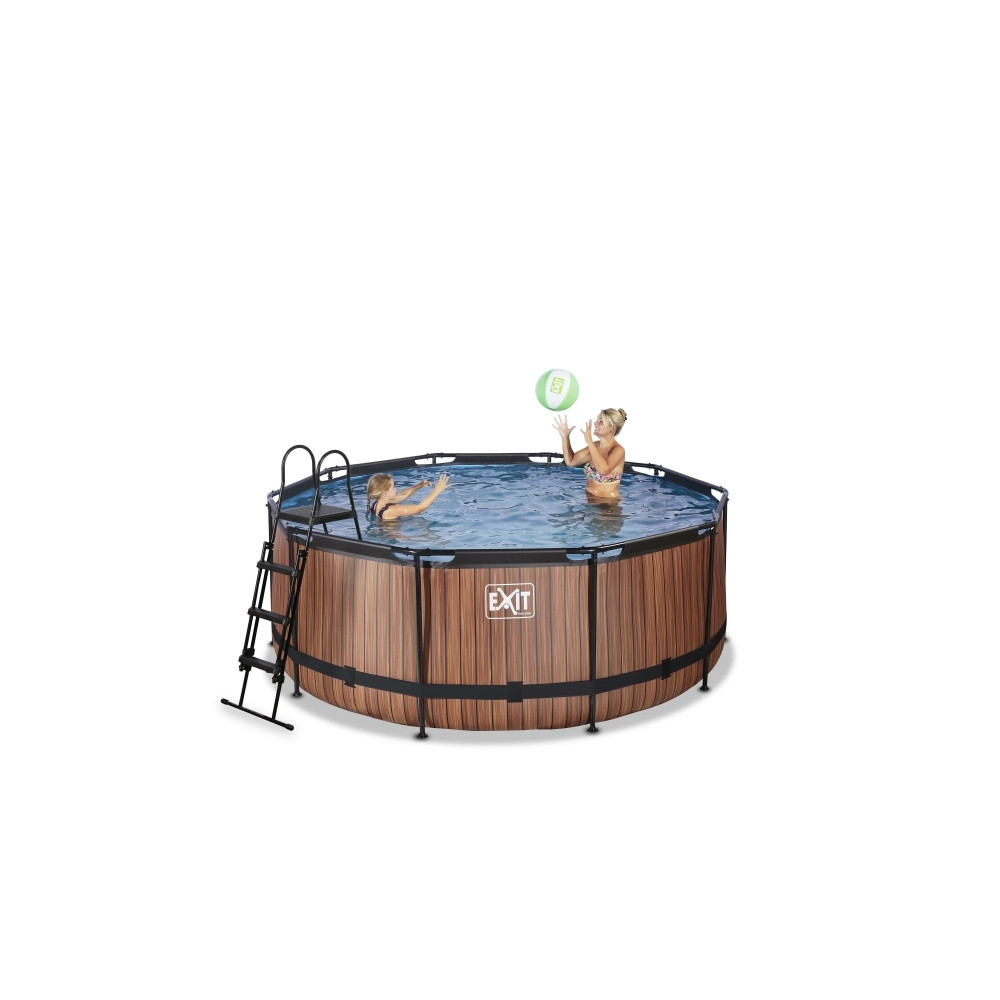 Produktbild för EXIT Wood pool ø360x122cm med filterpump
