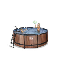 Produktbild för EXIT Wood pool ø360x122cm med filterpump