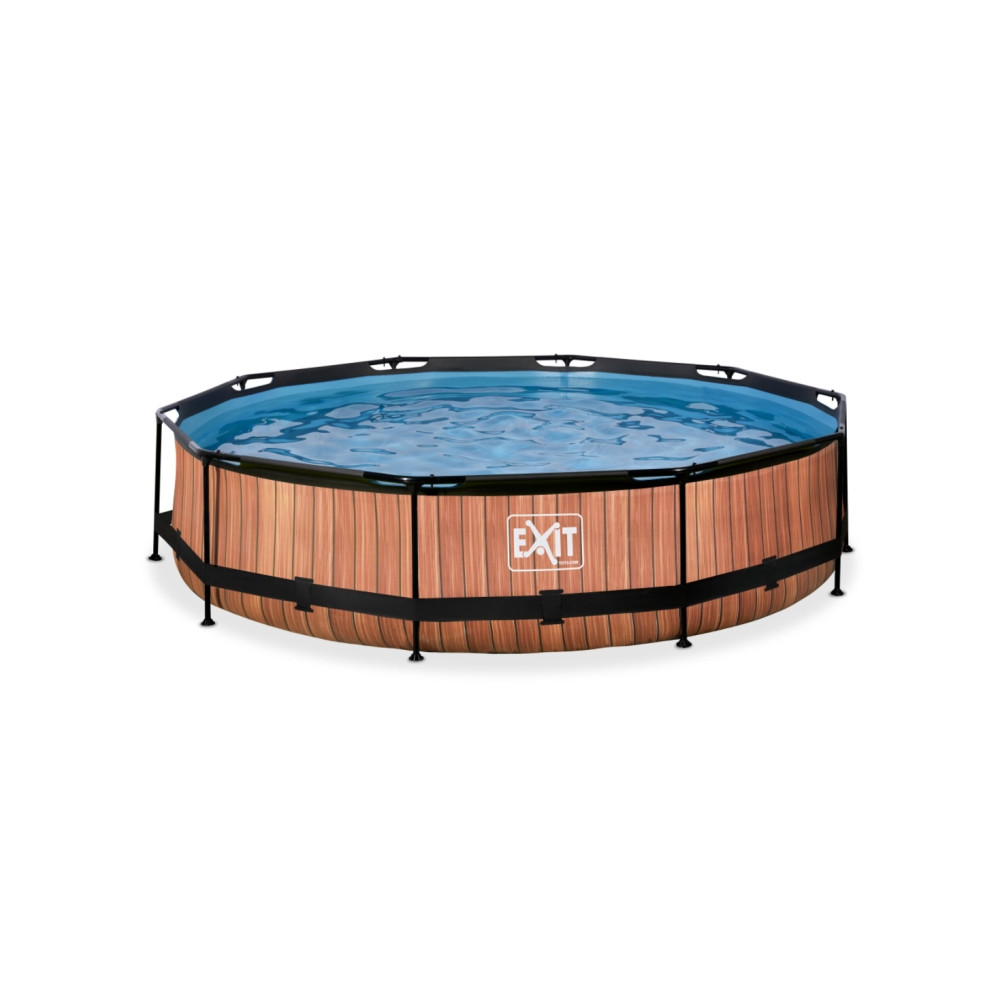 Produktbild för EXIT Wood pool ø360x76cm med filterpump