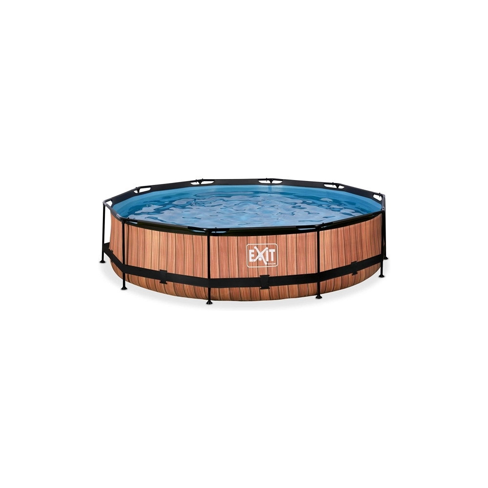 Produktbild för EXIT Wood pool ø360x76cm med filterpump