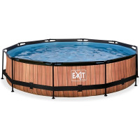 Produktbild för EXIT Wood pool ø360x76cm med filterpump