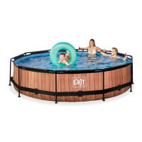 Produktbild för EXIT Wood pool ø360x76cm med filterpump
