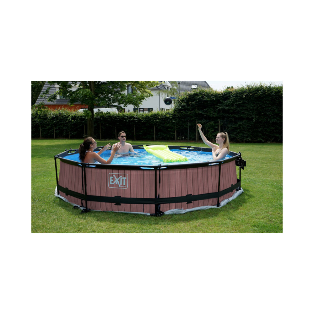 Produktbild för EXIT Wood pool ø360x76cm med filterpump