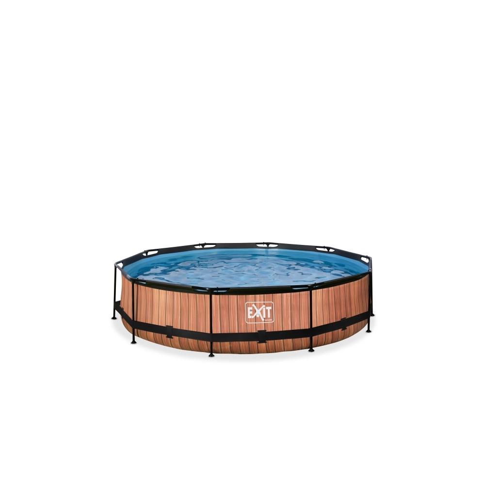 Produktbild för EXIT Wood pool ø360x76cm med filterpump