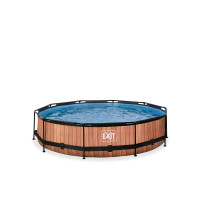 Produktbild för EXIT Wood pool ø360x76cm med filterpump