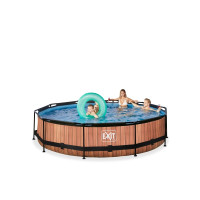 Produktbild för EXIT Wood pool ø360x76cm med filterpump