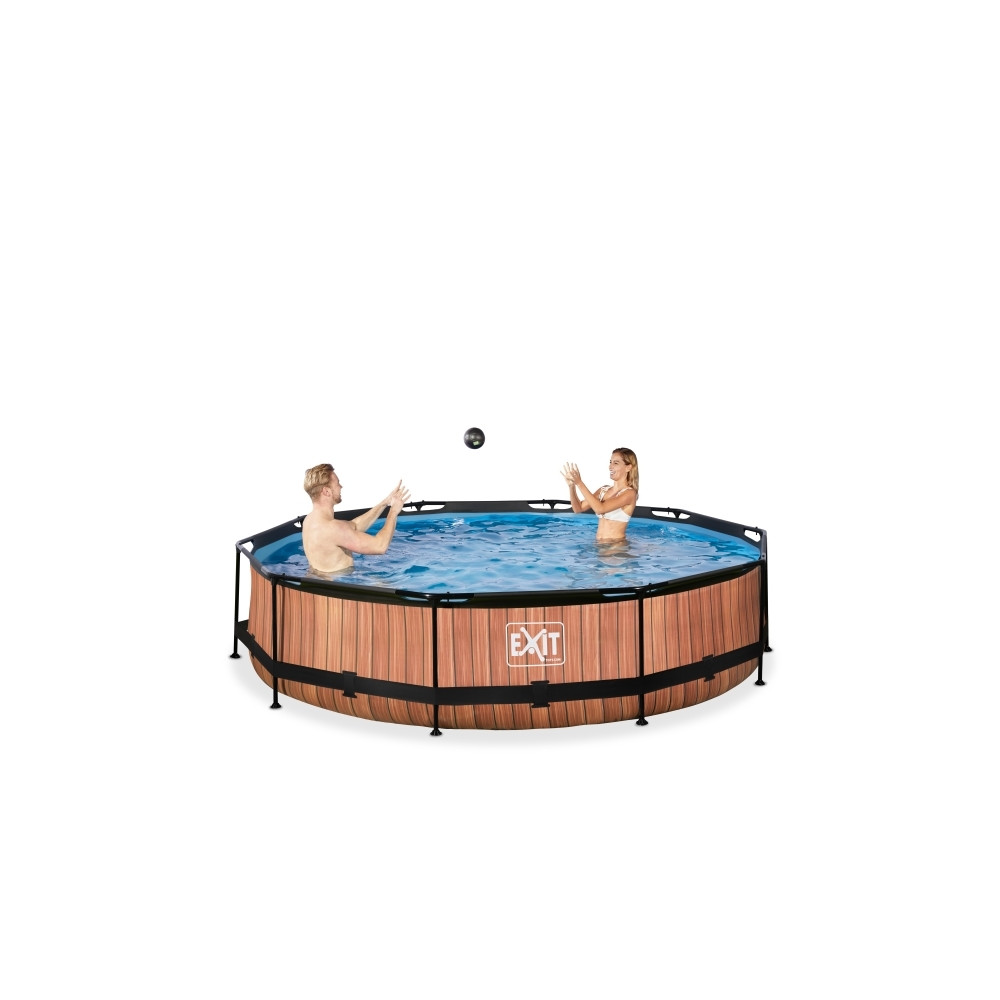 Produktbild för EXIT Wood pool ø360x76cm med filterpump