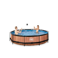 Produktbild för EXIT Wood pool ø360x76cm med filterpump