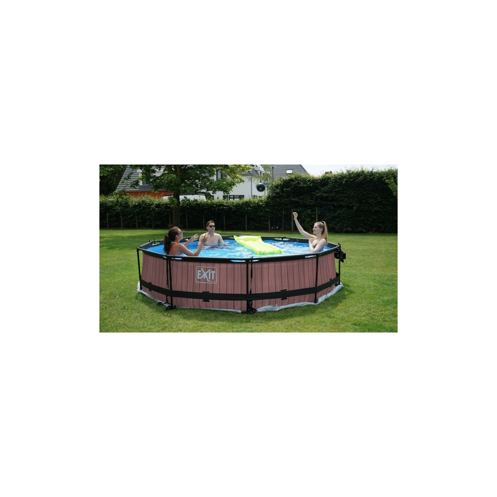 Produktbild för EXIT Wood pool ø360x76cm med filterpump