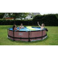 Produktbild för EXIT Wood pool ø360x76cm med filterpump