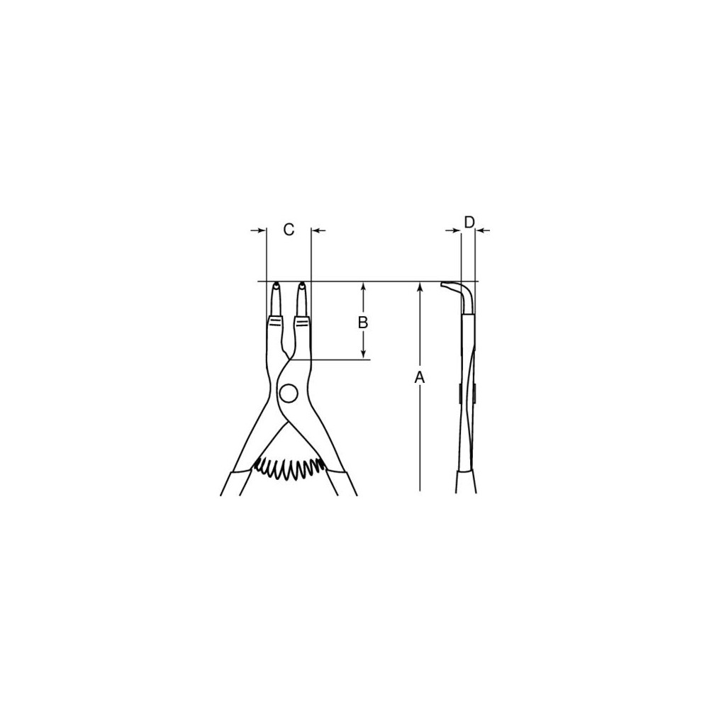 Produktbild för Bahco Spårringstång, utvändig, Låsringstång, 2 cm, 2,57 cm,...