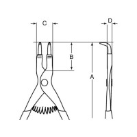 Produktbild för Bahco Spårringstång, utvändig, Låsringstång, 2 cm, 2,57 cm,...