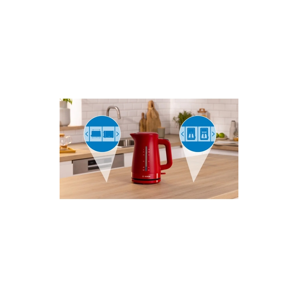 Produktbild för Bosch TWK3M124, 1,7 l, 2400 W, Röd, Plast, Vattennivå indika...