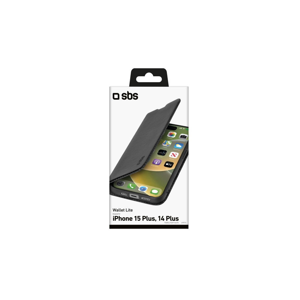 Produktbild för SBS TEBKLITEIP1567K, Plånbok, Apple, iPhone 15 Plus, 17 cm (...