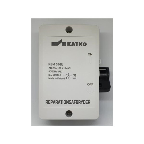 katko Säkerhetsbrytare 16A 3P+hjälpkontakt grå/svart KSM316US/3xM2...